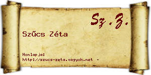 Szűcs Zéta névjegykártya